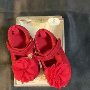 Baby Deer Red Floral Soft Sole Shoes